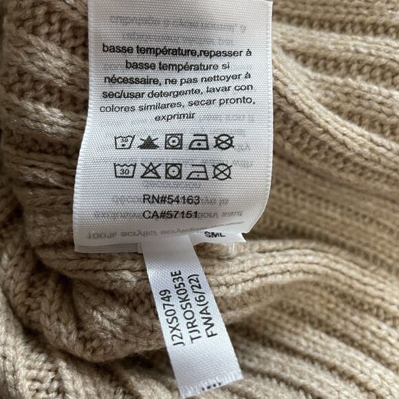 Tommy Hilfiger Sweater Women’s L Tan Cable Knit Drop Shoulder Dolman Sleeve Boxy - Picture 7 of 8